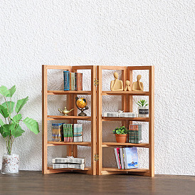 Wood Mini Bookshelf, Micro Landscape Dollhouse Accessories, Pretending Prop Decorations