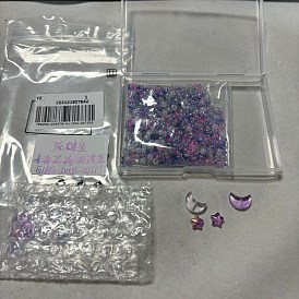 12 pcs 4 style lune et étoile perles de verre peintes par pulvérisation transparentes, avec 1 g de perles de rocaille rondes en verre