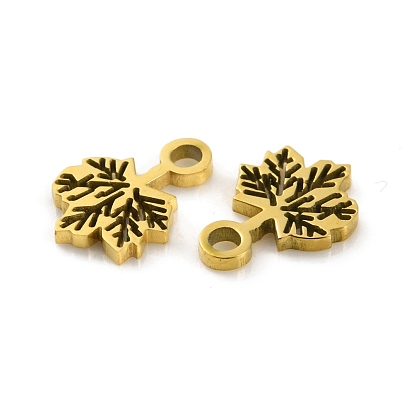 Ion Plating(IP) 304 Stainless Steel Charms, Laser Cut, Maple Leaf Charm