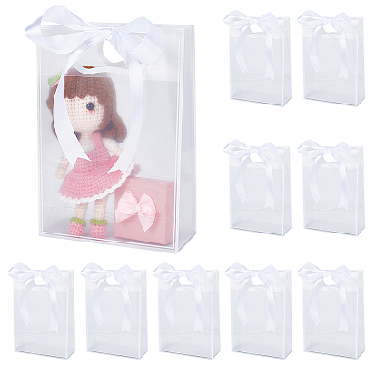 36 шт. прозрачные складные пластиковые подарочные пакеты с ручками-дырочками, прямоугольные, с 3 рулонами атласных лент