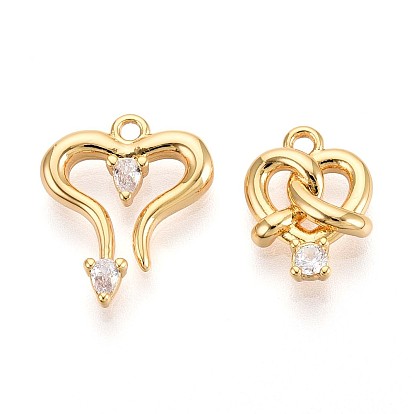 Латунные микро проложить кубического циркония подвески, подвески в виде сердца/кренделя, долговечный, без никеля 