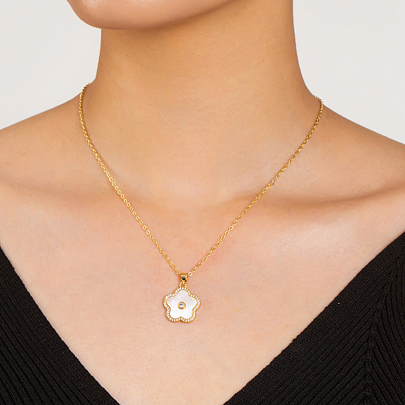 Латунные подвески в форме цветка с кубическим цирконием для женщин, с оболочкой