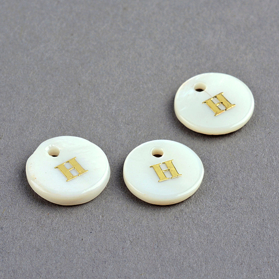 Подвески из пресноводных оболочек, плоский круглый с золотой блокирующей буквой