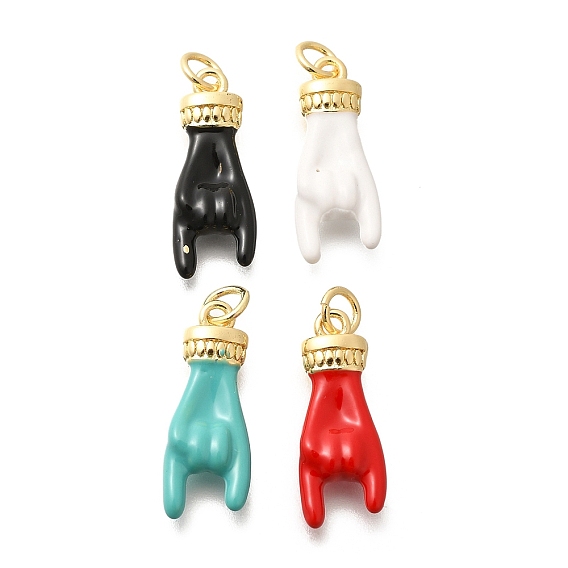 Подвески из латуни с эмалью в стойку, с целью перехода в кольце, долговечный, без свинца и без кадмия, рок-жест-чары, реальный 18 k позолоченный