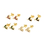 Brass Micro Pave Cubic Zirconia Stud Earrings Finding, with Loop, Real 18K Gold Plated, Heart