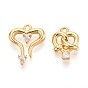 Латунные микро проложить кубического циркония подвески, подвески в виде сердца/кренделя, долговечный, без никеля 