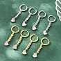 Boucles d'oreilles créoles pendantes en laiton serties de micro-pavés de zirconiums cubiques, cœur, sans plomb et sans cadmium, crémaillère plaquage, plaqué longue durée