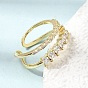 Bagues ouvertes en laiton avec micro pavé de zircones cubiques pour femmes, plaqué longue durée, sans cadmium et sans plomb, réel 18 k plaqué or
