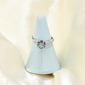 Родиевое покрытие 925 регулируемые кольца из стерлингового серебра с муассанитом для женщин, с микро проложить кубического циркония