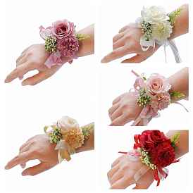 Cloth Flower of Life Wrist Corsage, Hand Flower for Bride or Bridesmaid, Wedding, Party Decorations