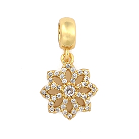 Латунные микропаве прозрачные кубические цирконии цветы европейские подвески шармы, Подвески с большими отверстиями
