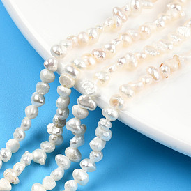 Brins de perles de culture d'eau douce naturelles, Les idées de cadeau du jour de mère merveilleuse, ovale, deux faces polies