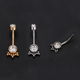 316l хирургическая нержавеющая сталь прозрачный кубический цирконий плоские круглые изогнутые штанги живота кольца