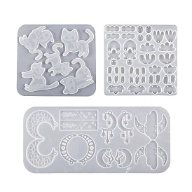 Rectangle/Polygon/Leaf DIY Silicone Pendant Molds, Resin Casting Molds, for UV Resin, Epoxy Resin Jewelry Making