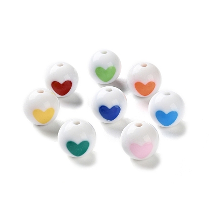 Непрозрачные акриловые бусины, круглые с сердцем