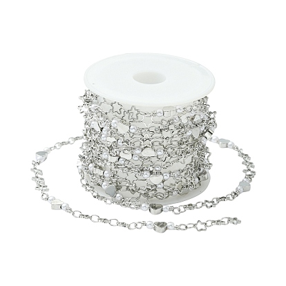 2.5 латунные цепочки в форме сердца с имитацией жемчуга, несварные, с пластиковыми катушками 1pc