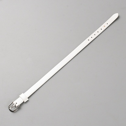 Браслет из искусственной кожи без рисунка с застежкой из сплава.