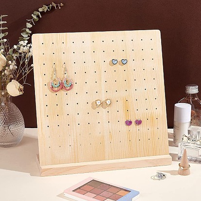 132/56 soportes de exhibición de aretes de madera con agujeros y base, Organizador de tablero para colgar pendientes, estante para joyería