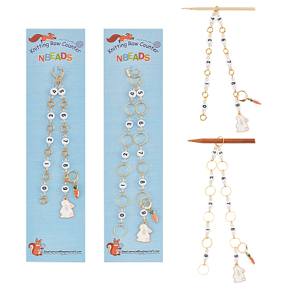 2 шт 2 стиль сплав эмаль кролик и морковка кулон вязание ряд счетчик цепочек, подходит для игл до 4мм/10мм, акриловый маркер для стежков для отслеживания прогресса проекта