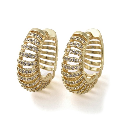 Brass Micro Pave Cubic Zirconia Hoop Earrings