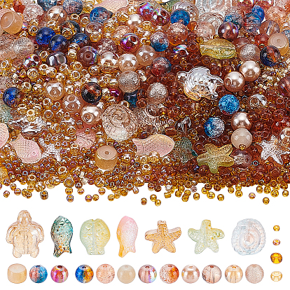 Прозрачные стеклянные бусины, разнообразные