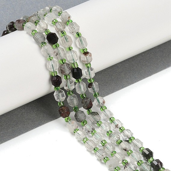 Природного кварца lodolite нитей бисера, граненые, двухконусные, точечные призмы с двойным концом