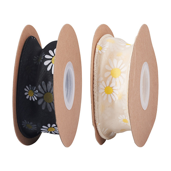 2 рулоны 2 цвета полиэфирной ленты, цветочным узором, аксессуары для одежды