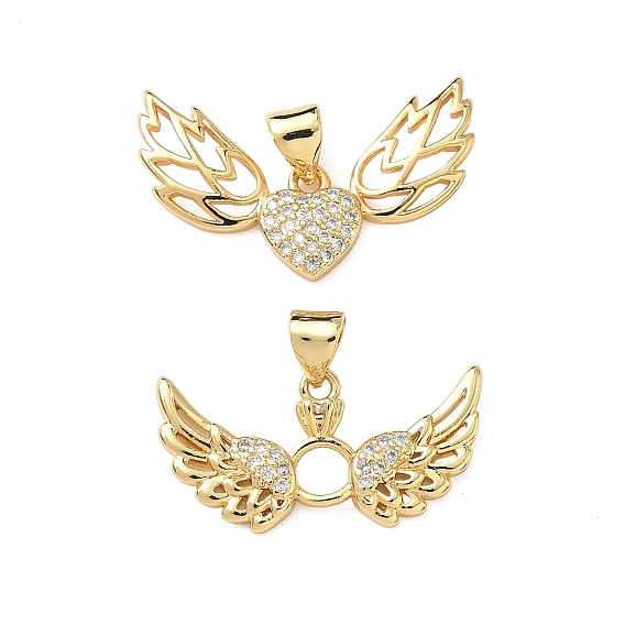 Латунные микропаве прозрачные подвески с фианитом, крылатые прелести