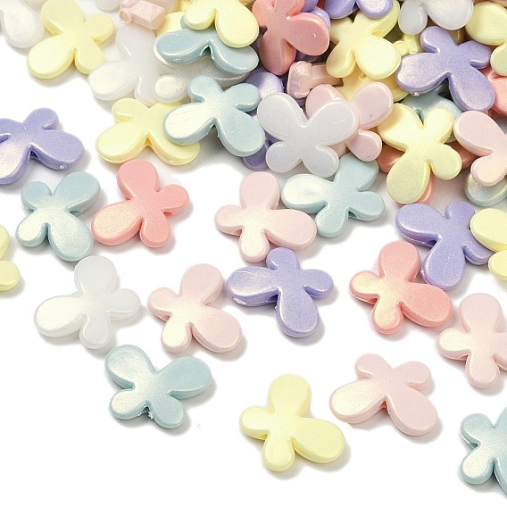 Непрозрачные акриловые бусины с УФ-покрытием, радужный, бабочка