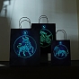 Luminous 12 Zodiac Signs Kraft Paper Bags, with Handles, Gift Bags, Black