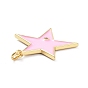 Brass Micro Pave Cubic Zirconia Pendants, Real 18K Gold Plated, Long-Lasting Plated, with Enamel, Star