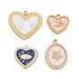 304 подвески из нержавеющей стали, с эмалью и стразами/искусственным жемчугом, сердце прелести