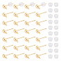 150Pcs 304 Stainless Steel Half Round Stud Earring Findings, with Horizontal Loops, with 200Pcs Plastic Ear Nuts
