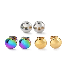 Ion Plating(IP) 304 Stainless Steel Flat Round Ear Studs for Women