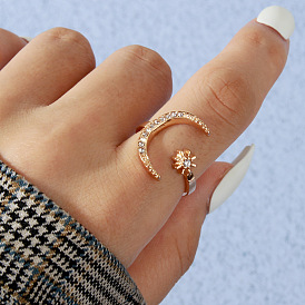 Stylish Star and Moon Ring for Women - Unique Metal Finger Jewelry