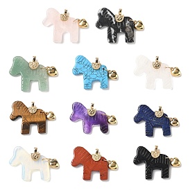 Резные подвески из драгоценных камней, Подвески в виде лошади с латунным сердцем, золотые