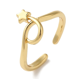 Star Rack Plating Brass Open Cuff Finger Rings for Women, Long-Lasting Plated, Lead Free & Cadmium Free