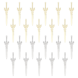 32шт 2 цвета стойка покрытие сплав большие подвески, без кадмия, без никеля и без свинца, очарование меча