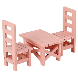 Wood Table & Chair Model, Mini Furniture, Miniature Dollhouse Decorations