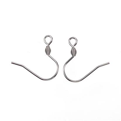 304 Stainless Steel Earring Hooks, with Horizontal Loop, Ear Wire