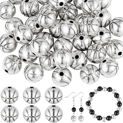 50 бусины из сплава в тибетском стиле, античное серебро