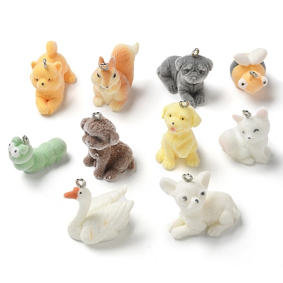 Подвески из непрозрачной смолы, с платиновыми тоновыми железными петлями