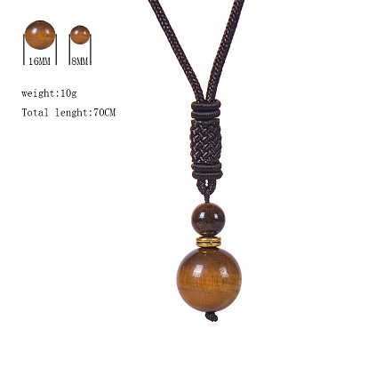 Handmade Tiger Eye Necklace with Peacock Green Dongling Pendant for Women