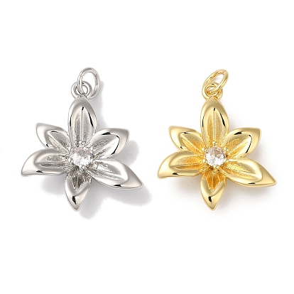 Покрытие стойки латунь микропаве прозрачные подвески из кубического циркония, с прыжковых колец, долговечный, без свинца и без кадмия, цветок