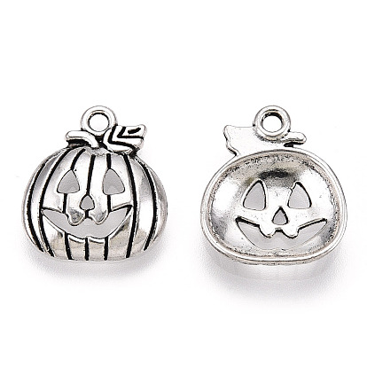 Tibetan Style Halloween Pumpkin Jack-O'-Lantern Alloy Pendants, Lead Free & Cadmium Free