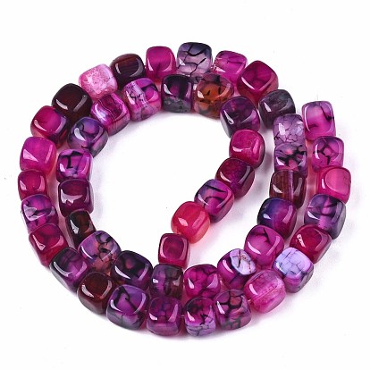 Natural Dragon Veins Agate Beads Strands,  Dyed & Heated, Cube