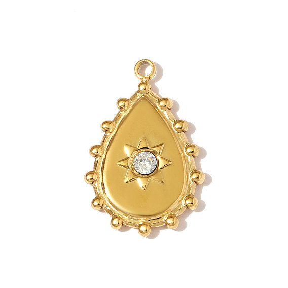 304 из нержавеющей стали горный хрусталь подвески, слезинки, ионное покрытие (ip), зеркальная полировка, реальный 18 k позолоченный