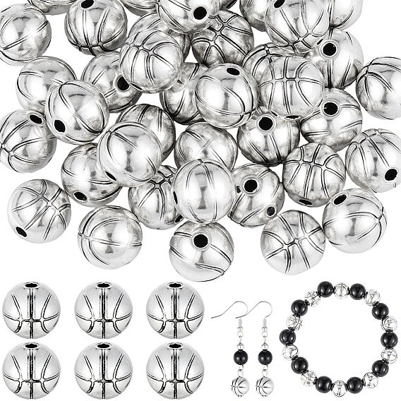 50 бусины из сплава в тибетском стиле, античное серебро