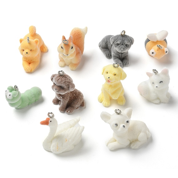 Подвески из непрозрачной смолы, с платиновыми тоновыми железными петлями