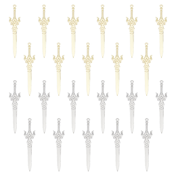 32шт 2 цвета стойка покрытие сплав большие подвески, без кадмия, без никеля и без свинца, очарование меча